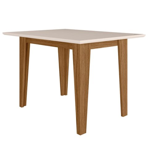 Mesa de Jantar Tampo sem Vidro 4 Lugares 120x90 cm Kate Carvalho Off White Poliman