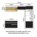 Ver imagem 4 de Armário de Cozinha Completa 270cm Branco/preto Glamy Madesa 12