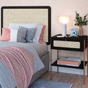 Ver imagem 1 de Conjunto Cabeceira Solteiro 90cm e Mesa de Cabeceira com Gaveta MDP Pés Metal Nero com Dourado
