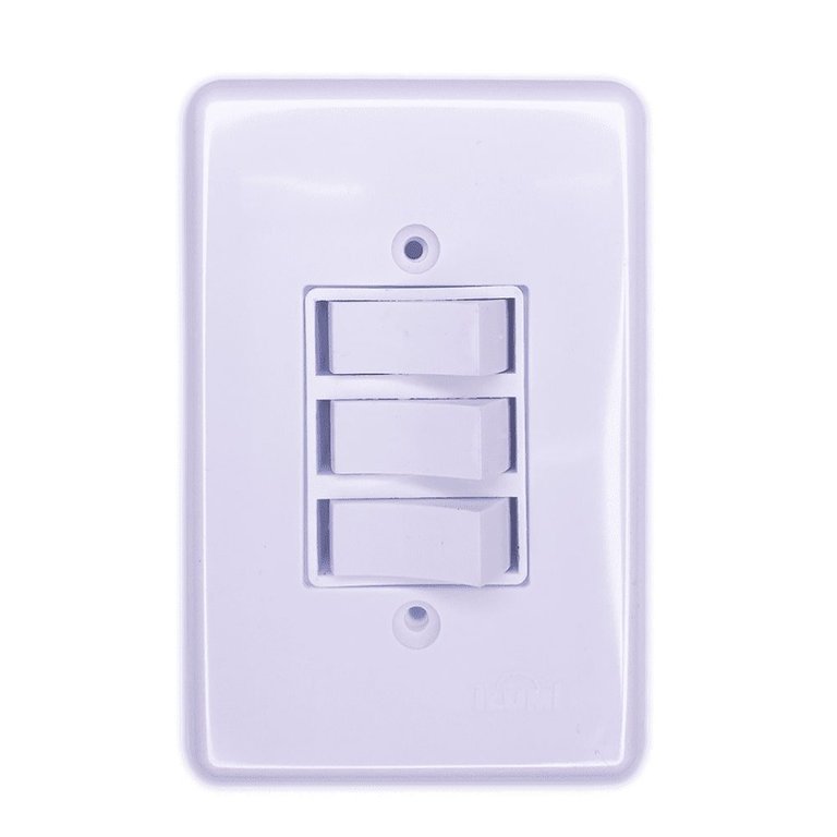 Interruptor 3 Teclas Paralelas 6a 250v Ilumi (2027):branco Interruptor 3 Teclas Paralelas 6a 250v Ilumi (2027):branco