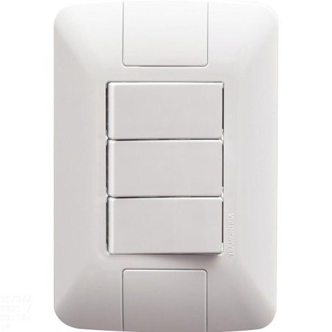 Conjunto 4x2 com 3 Interruptores Simples Tramontina Aria 6 a 250 V Branco Tramontina