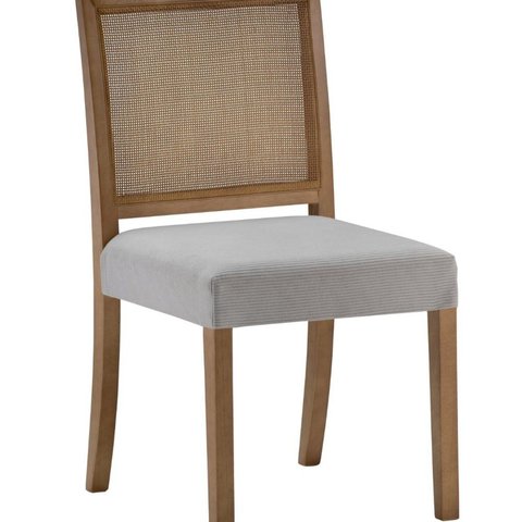 Cadeira para Sala de Jantar em Madeira Maciça Celine Marrom/Amêndoa/Cinza