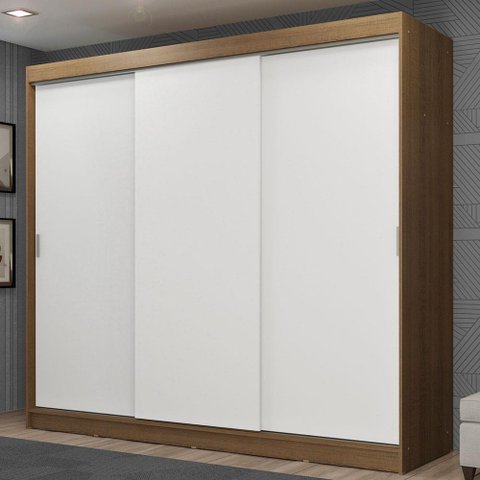 Guarda-roupa Casal Madesa Kansas 3 Portas de Correr 3 Gavetas