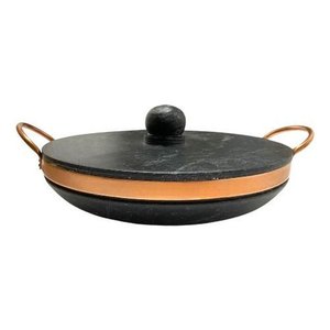 Frigideira Paella de Pedra Sabão 28 Cm com Tampa
