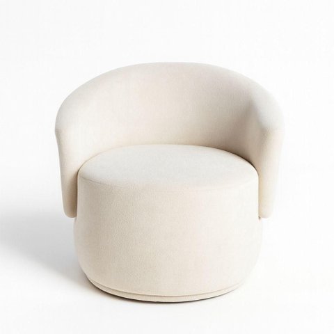 Poltrona Orgânica Redonda para Sala Quarto Recepção Liz Confortável Elegante Bouclê