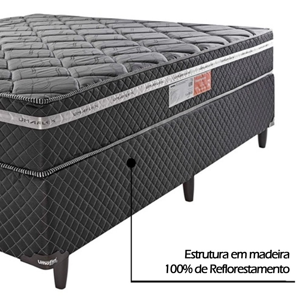 Cama Box Queen + Colchão Molas Ensacadas D26 Cinza/Preto Umaflex Personalle 158x198x66 - 6