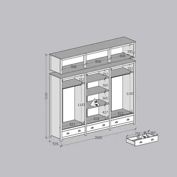 Guarda Roupa Madeira Maciça Bipartido 12 Portas C/ Espelhos:freijo - 2