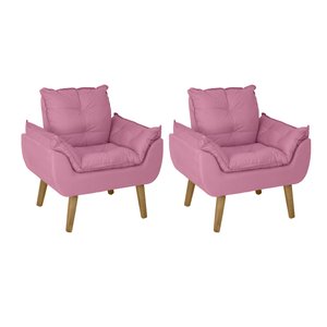 Kit 2 Poltronas Decorativas Opala Suede Rose Su Decor