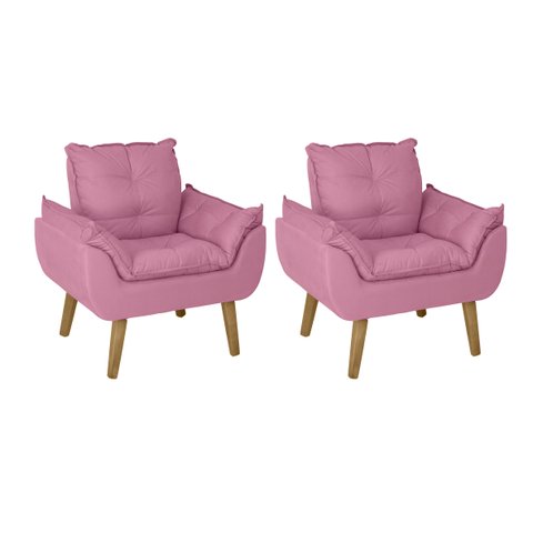 Kit 2 Poltronas Decorativas Opala Suede Rose Su Decor