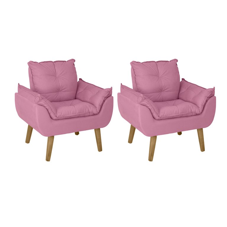 Kit 2 Poltronas Decorativas Opala Suede Rose Su Decor