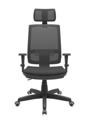 Cadeira Presidente Brizza Tela - Back Plax - Base Standard - Braços 3d Pp - Plaxmetal - 1
