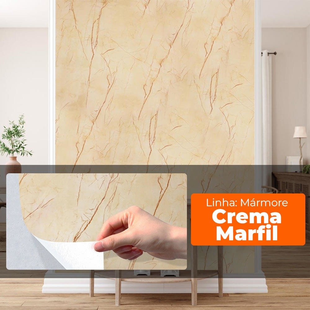 Papel de Parede Adesivo Lavavel Marmore Crema Marfil 500x60cm - 4