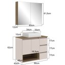 Ver imagem 3 de Gabinete de Banheiro 80cm Vitória com Espelheira e Cuba Bege/Mel/Arenas