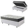 Cama Box com Baú Solteiro 88x188 com Colchão Adapto Molas Ensacadas Ecoflex Courino Linho - 1