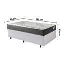 Ver imagem 2 de Cama Box com Baú Solteiro 88x188 com Colchão Adapto Molas Ensacadas Ecoflex Courino Linho