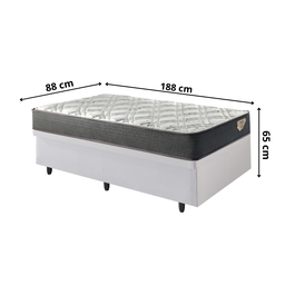 Cama Box com Baú Solteiro 88x188 com Colchão Adapto Molas Ensacadas Ecoflex Courino Linho - 2