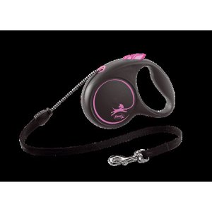 Guia Flexi Black Design Corda M 5m - Rosa para Cães