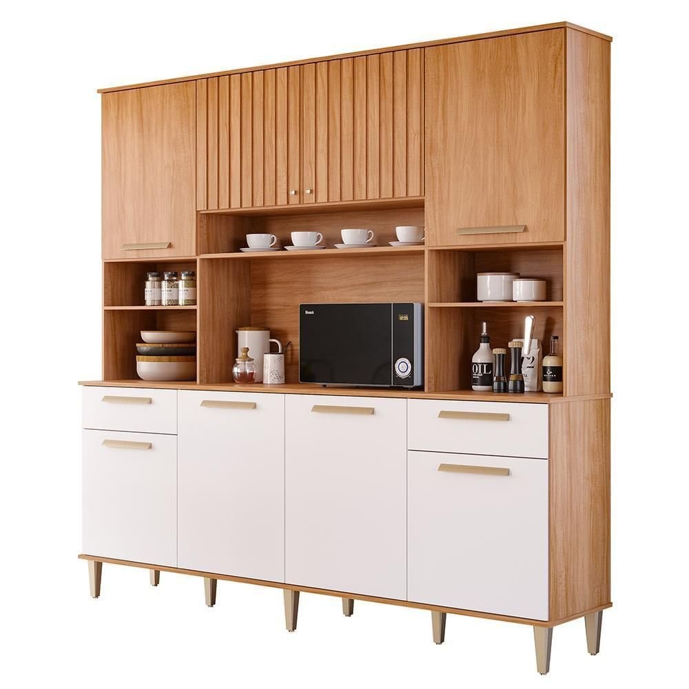 【CPC-L24】タチバナ様 Cozinha Compacta Lívia 200cm 8 Portas e 2 Gavetas cinamomo/branco