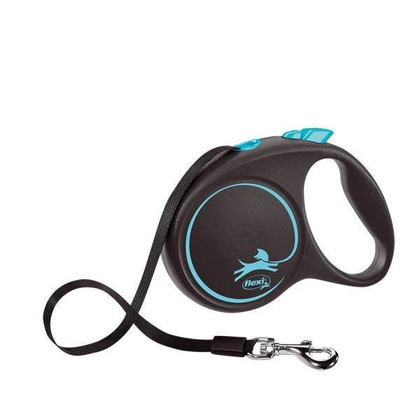 Guia Flexi Black Design Fita Grande 5M - Azul para Cães