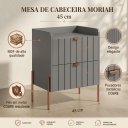 Ver imagem 5 de Mesa de Cabeceira Moriah 45cm Cinza Luxo MDF Ripado Industrial Pés Ferro Cobre