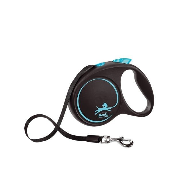 Guia Flexi Black Design Fita Media 5M - Azul para Cães