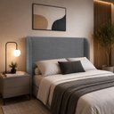 Ver imagem 1 de Cabeceira Casal Estofada Ideal para Cama Queen 160cm Bouclé - Cinza