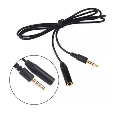 Cabo Extensão P3 4 Vias para Headset Celular Microfone Lapela