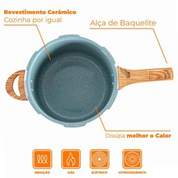 Panela de Pressão Antiaderente Indução Brinox 4,2l com Concha Ceramic Life Verde Botanika 4952/ - 4