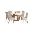 Ver imagem 1 de Mesa Jantar Lins 160 6 Cadeiras Malu Linho - Henn