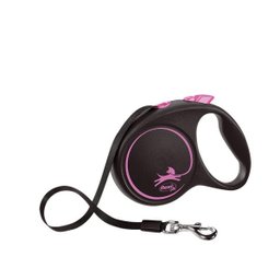 Guia Flexi Black Design Fita Média 5M - Rosa para Cães - 1