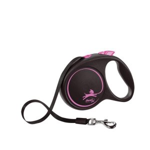 Guia Flexi Black Design Fita Média 5M - Rosa para Cães
