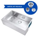 Ver imagem 2 de Kit Cuba Americana Farmhouse Flat Aço Inox 1mm Escovado Sa105-pf 75,49,8x22,8 Cm + Acompanha Válvula