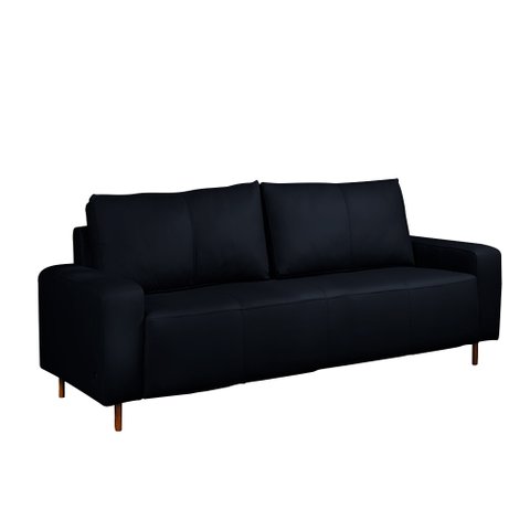 Sofá Decorativo Sala de Estar Metropole 3 Lugares 220cm Couro Azul Marinho - Mozzelar