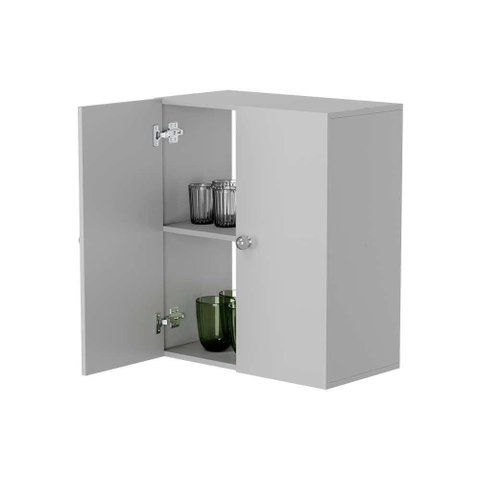 Armário para Cozinha 60cm 2 Portas MDP Porta de Bater Branco Mercado Das Prateleiras