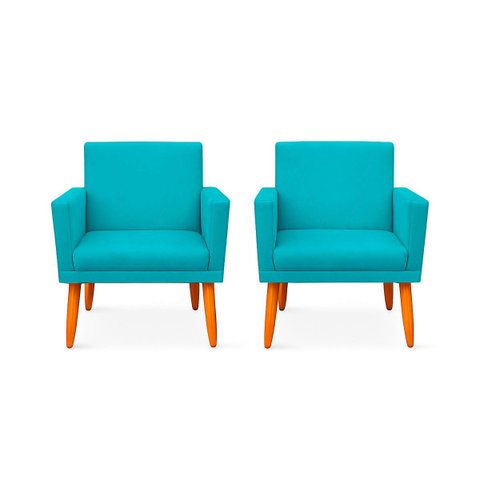 Kit 2 Poltrona Cadeira para Sala Confortável e Minimalista Paris em Suede
