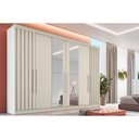 Ver imagem 1 de Guarda Roupa Casal 6 Portas (2 Ripadas e 2 C/ Espelho) e 6 Gavetas Potente Off White - Europa