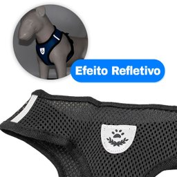 Coleira Peitoral Refletivo com Guia Cachorro Cães Gato Pet Azul Xl(gg) - 3
