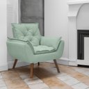 Ver imagem 2 de Kit Poltrona e Puff Opala Conforto Pé Trapézio Tecido Boucle - Verde