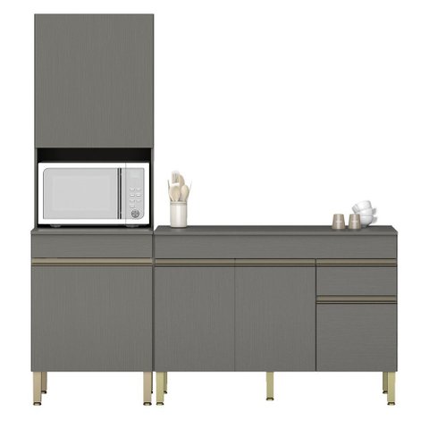 Paneleiro e Balcão Gabinete com Tampo 150cm Lina K02 Gris - Mpozenato