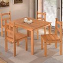 Ver imagem 2 de Conjunto Sala de Jantar Mesa 100x74cm com 4 Cadeiras Madeira Amêndoa Marin