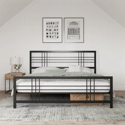 Cama Casal Robusta Aço Ferro Tamanho Padrão 138cmx188cm Cor Preto Estilo Industrial Ca-04 - 1