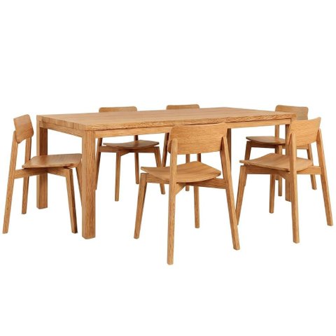 Mesa Madeira 180cm e 6 Cadeiras Floris Linho Carvalho F07 - Mpozenato