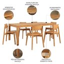 Ver imagem 3 de Mesa Madeira 180cm e 6 Cadeiras Floris Linho Carvalho F07 - Mpozenato