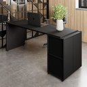 Ver imagem 1 de Mesa Escrivaninha 170cm X 60cm e Armário 2 Portas F5 Office Cor:preto