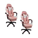 Ver imagem 1 de Cadeira Gamer Stillus Ergonômica com Apoio para Os Pés - Rosa e Branco - 2