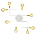 Ver imagem 2 de Lustre Sputnik 8 Braços Branco/Dourado Quarto Sala Cozinha