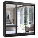 Ver imagem 2 de Guarda-Roupa Casal Madesa Istambul 3 Portas de Correr de Espelho 3 Gavetas Preto Cor:Preto