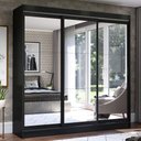 Ver imagem 1 de Guarda-Roupa Casal Madesa Istambul 3 Portas de Correr de Espelho 3 Gavetas Preto Cor:Preto
