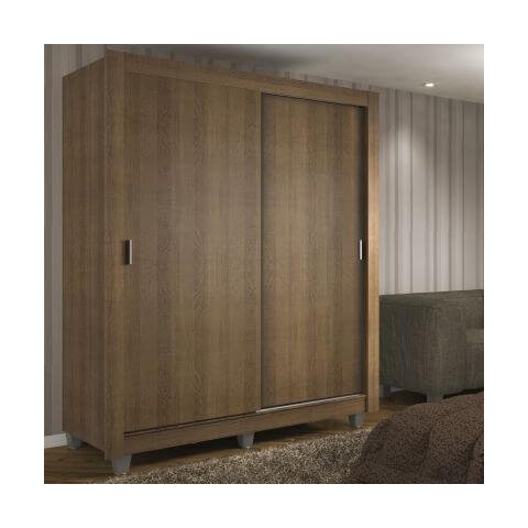 Guarda-Roupa Solteiro Madesa Dallas 2 Portas de Correr 2 Gavetas com Pés Rustic Cor:Rustic