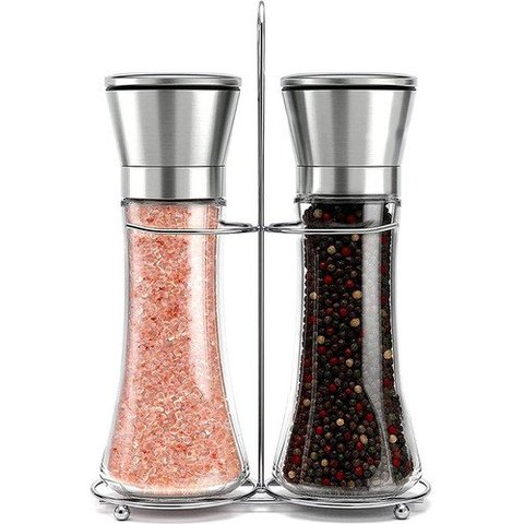 Kit 2 Moedores de Sal Grosso e Pimenta do Reino em Aço Inox